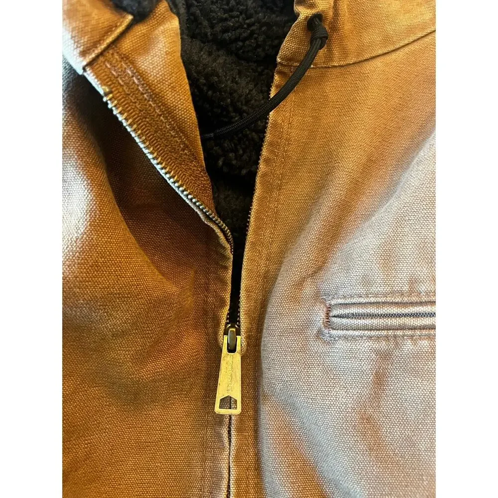 Carhartt J141 211 Hooded Sherpa Lined Canvas Workwear Western Jacket Men XXL